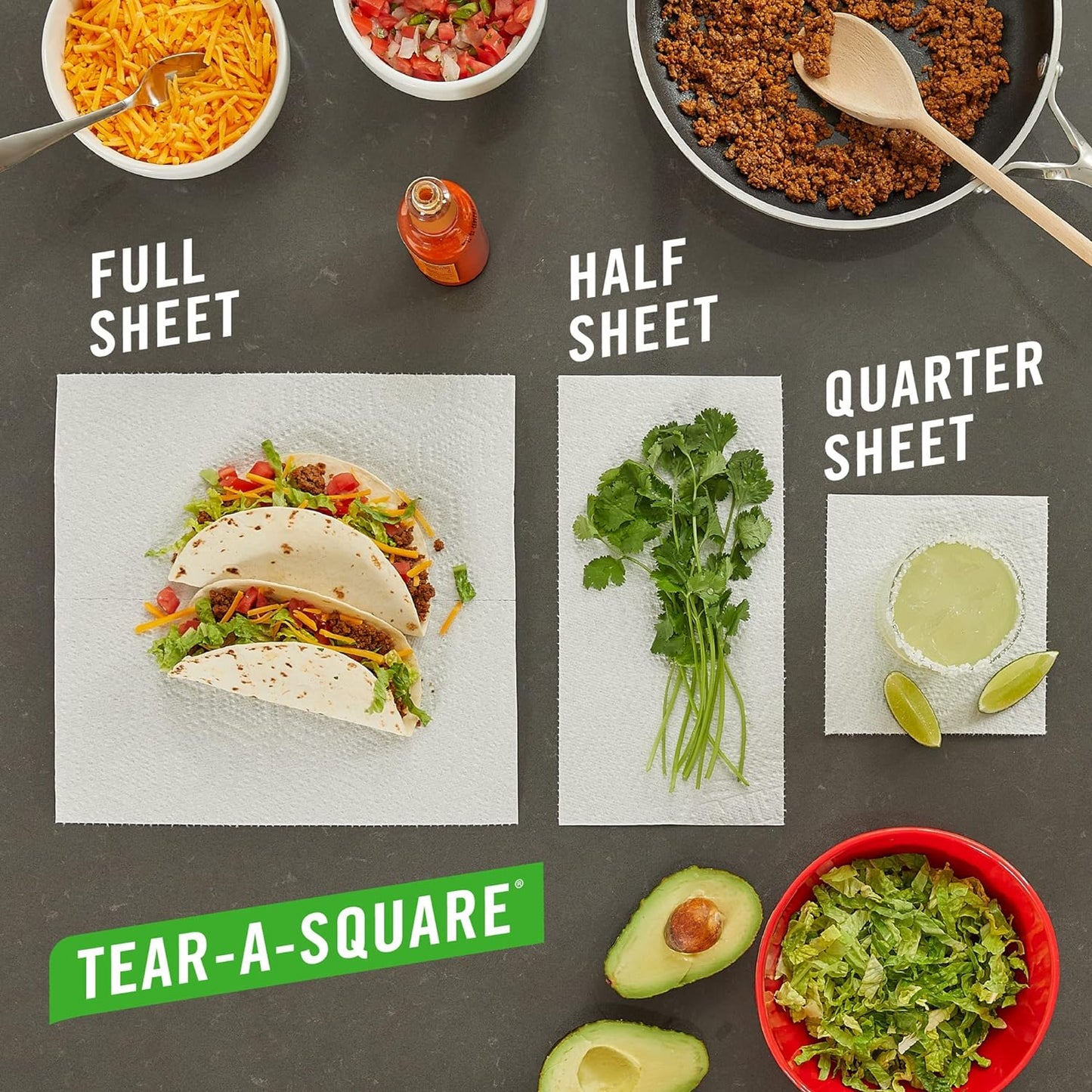 Brawny® Tear-A-Square® Paper Towels, 6 Double Rolls = 12 Regular Rolls
