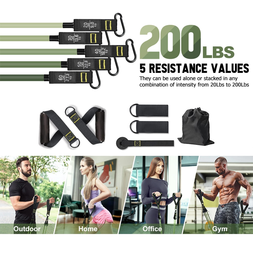100/150/200LBS Resistance Bands Set - Home Workouts, Strength Training - Axiom Outlet
