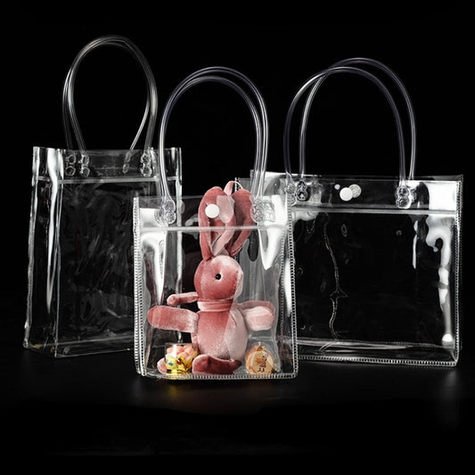 10/20pc Transparent PVC Gift Totes w/ Hand Loop - Clear Handbag/Cosmetic - Axiom Outlet