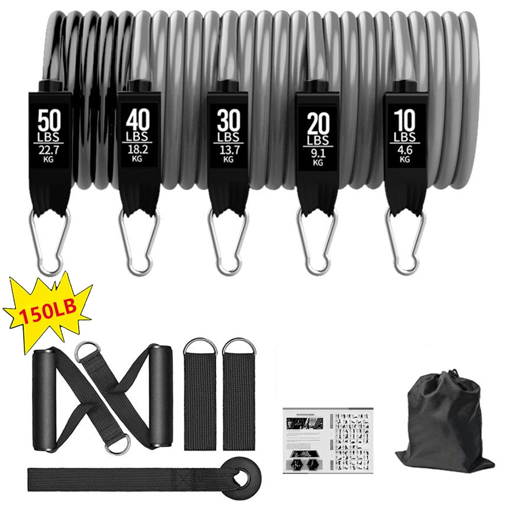 100/150/200LBS Resistance Bands Set - Home Workouts, Strength Training - Axiom Outlet